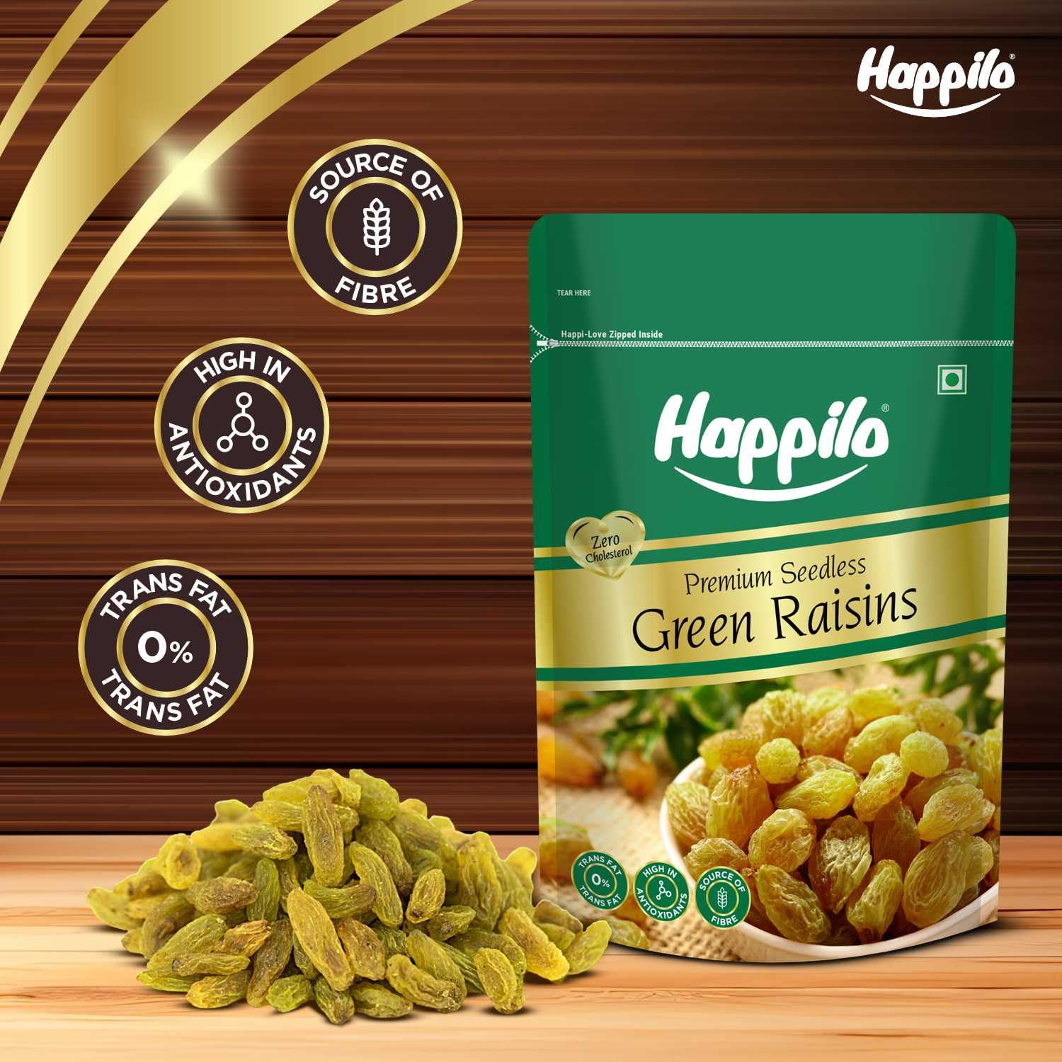 Happilo Premium Seedless Raisins, 250g (Pack of 2)