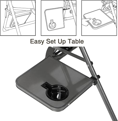Miniatura 7 de EVER ADVANCED Tumbona reclinable extragrande de gravedad cero acolchada, tumbona para patio, silla de campamento con soporte ajustable para
