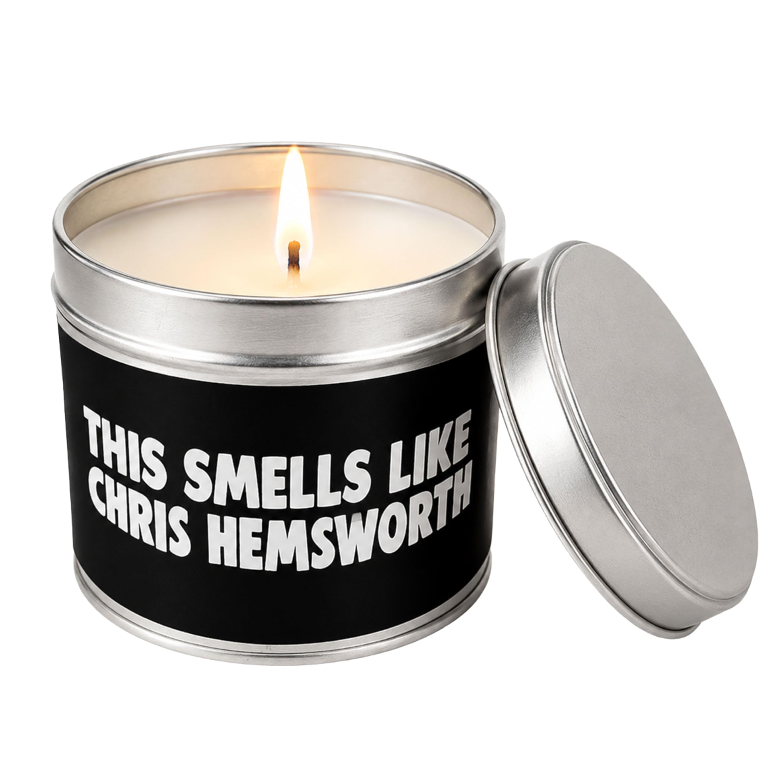 Wanky Candle - Smells Like Chris Hemsworth, Celebrity-Inspired Scented Tin Candle, Fun & Unique Decor