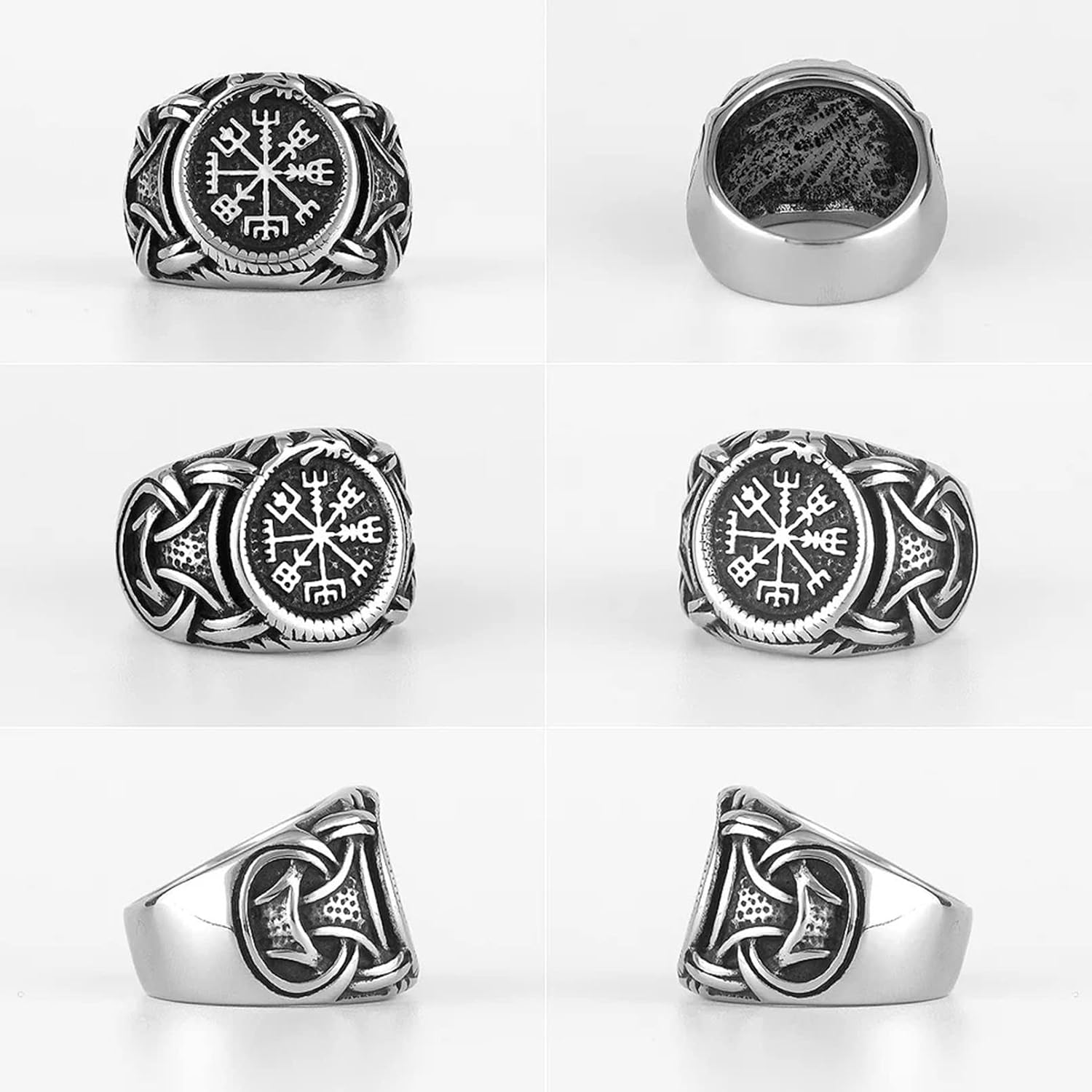 Mens Vintage Round Compass Signet Ring, Stainless Steel Nautical Compass Rings image 5
