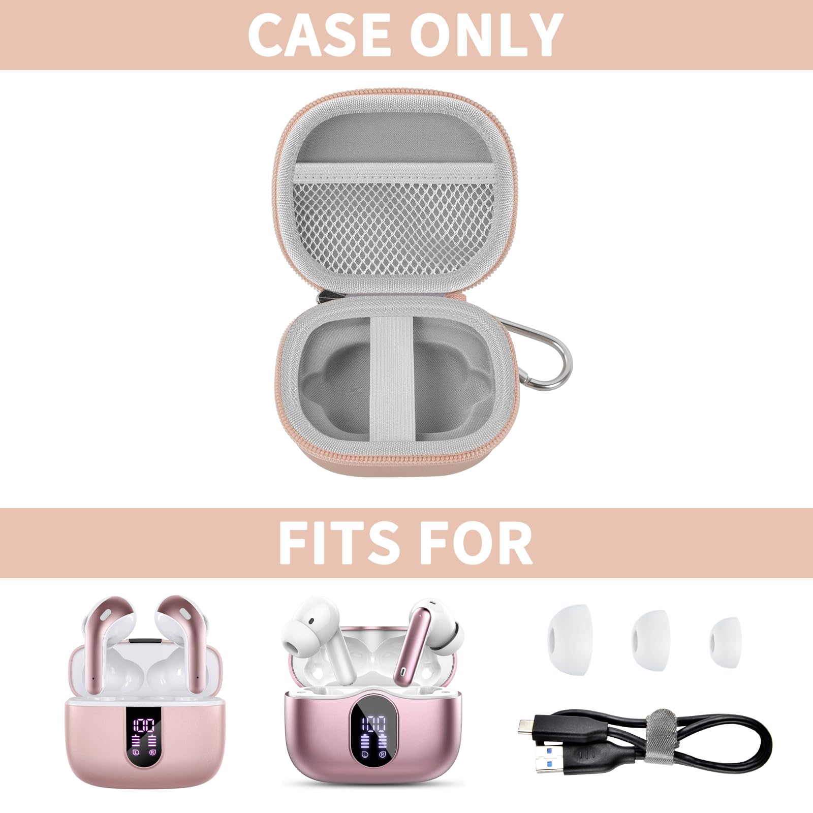Housse En Silicone Pour écouteurs TAGRY X08 - Protection Antichoc, étanche, Compatible Charge Sans Fil, Avec Mousqueton