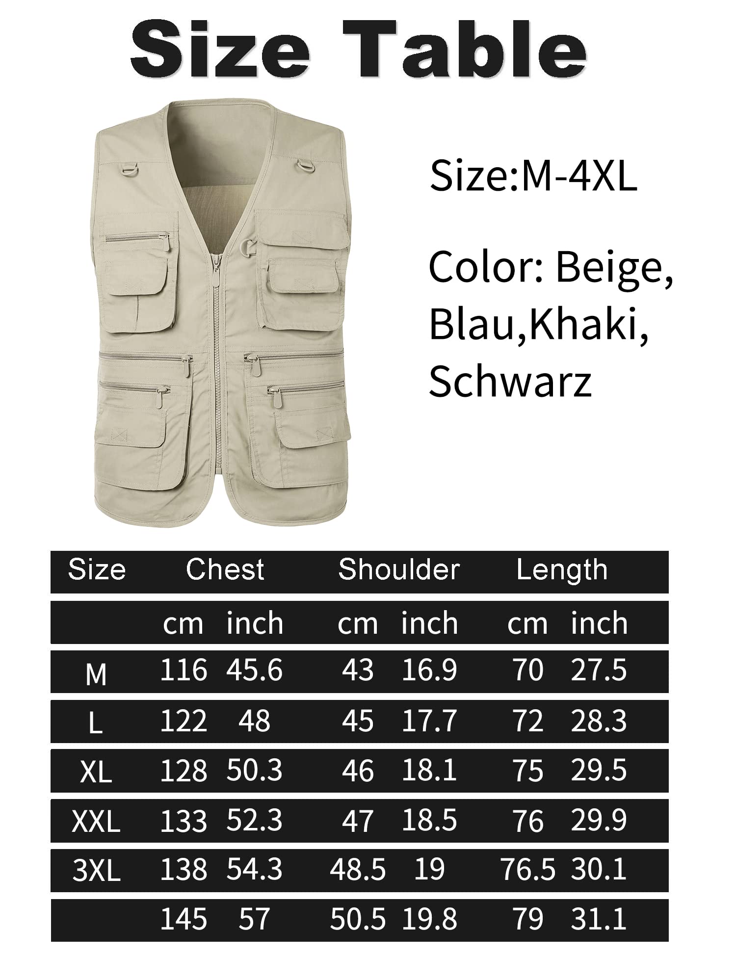 Luckyone Herren Sommer Outdoor Weste Hundeweste mit Vielen Taschen Multifunktionsweste Für Jagd Angeln Camping Ärmellos Jacke Fotografie Wandern Weste