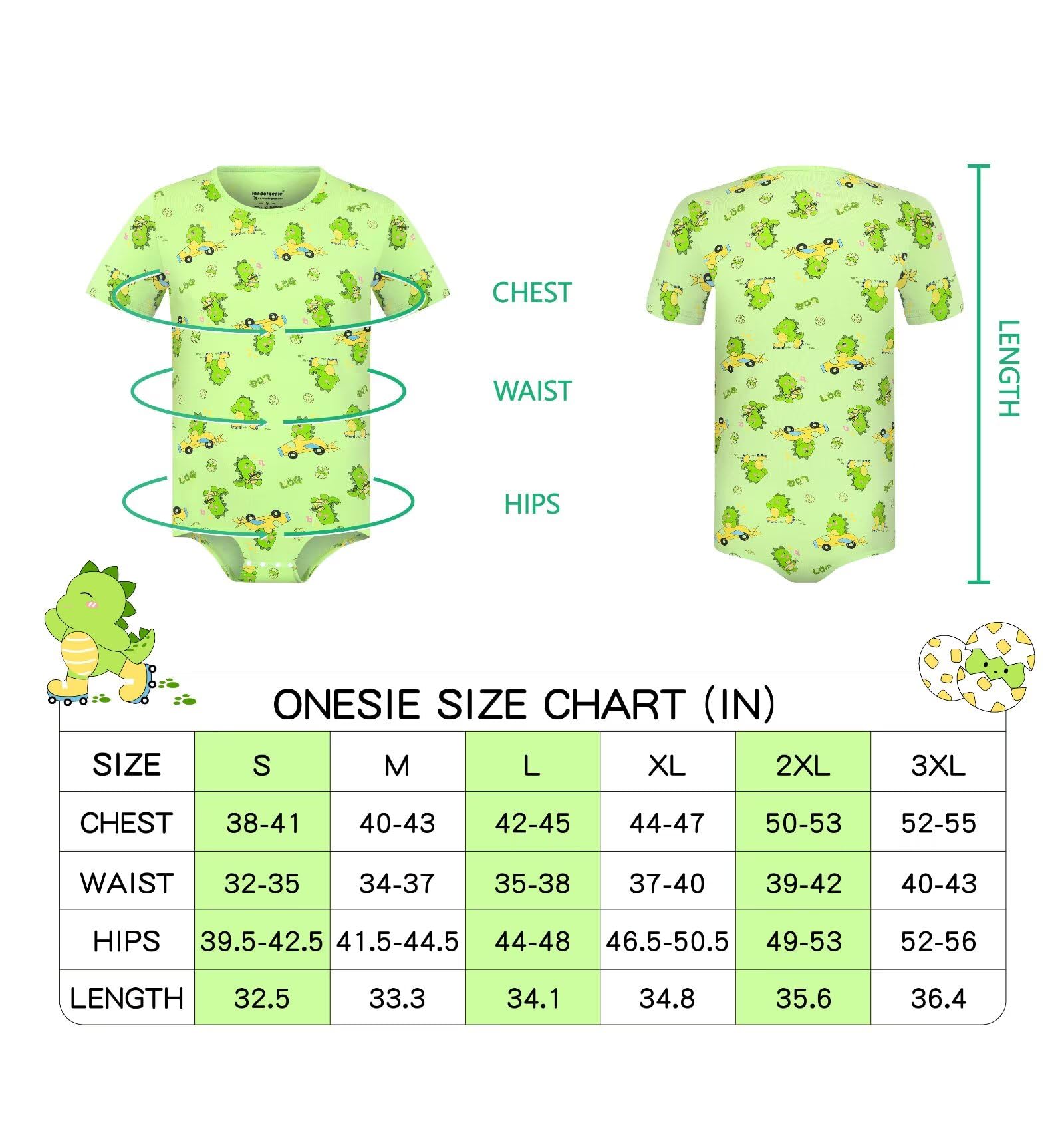 Landofgenie Onesie Mężczyźni Krótki Rękaw Bodysuit One Piece Pidżama Rompers Dinosaur Rudy
