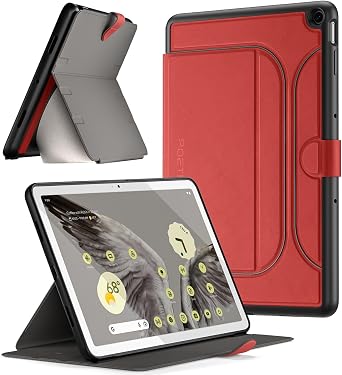 Poetic Explorer Magnetic Folio Stand Case Designed for Google Pixel Tablet 2023, Magnetic Fidget Mount Case for Google Pixel Tablet, Dark Red