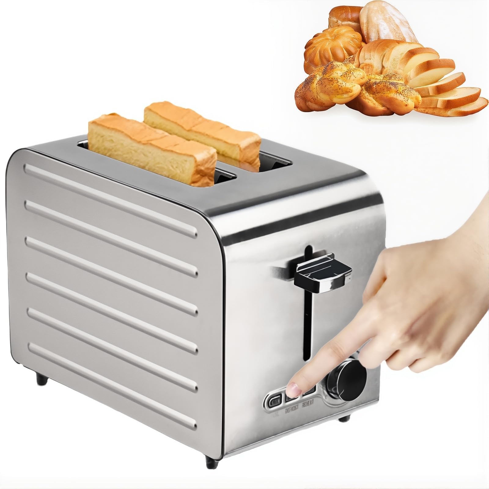 Toster Na 2/4/6 Kromek, Komercyjne Tostery Do Chleba Z 7 Stopniami Przyrumieniania Oraz Funkcjami Rozmrażania/podgrzewania/anulowania, Idealny Elektryczny Toster Do Grubych Kromek 2-Slices