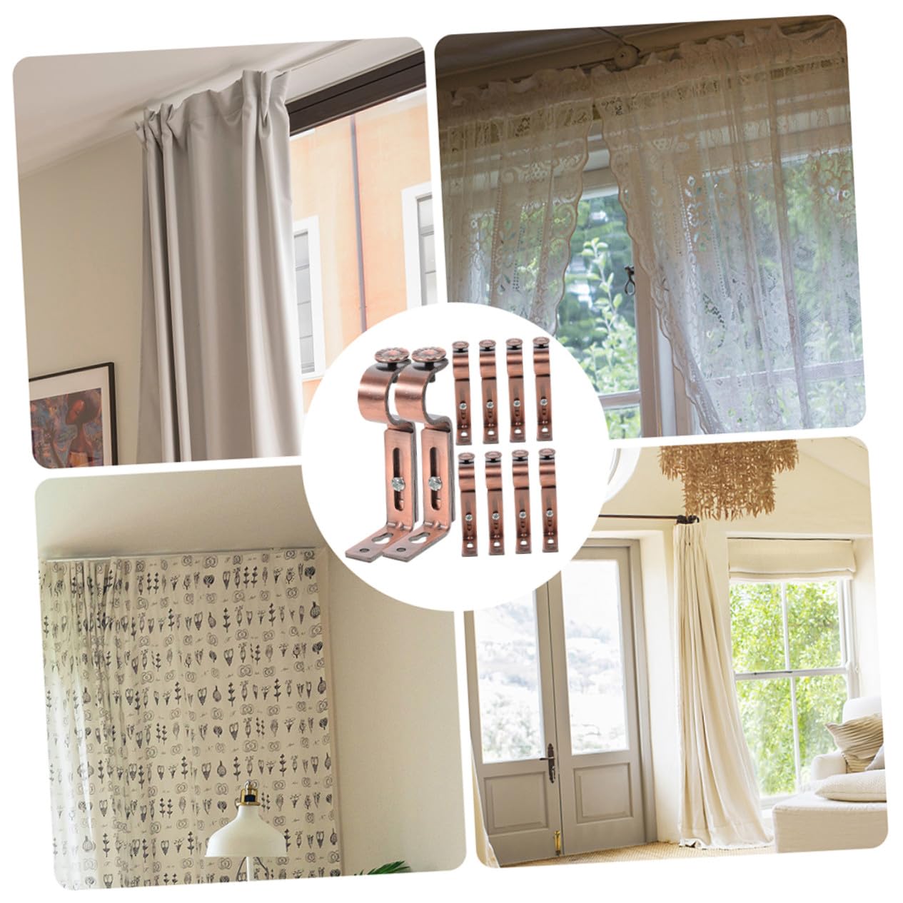 Lurrose 10pezzi Bastone per Tendaggio Staffa di Montaggio Supporto per Asta per Tendaggio Staffe da Parete Staffa per Asta in Ferro Senza Sbavature per Camera da Letto Soggiorno