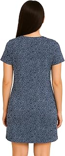 فستان نوم قطني للنساء، بأكمام قصيرة، طباعة حروف، طول فوق الركبة