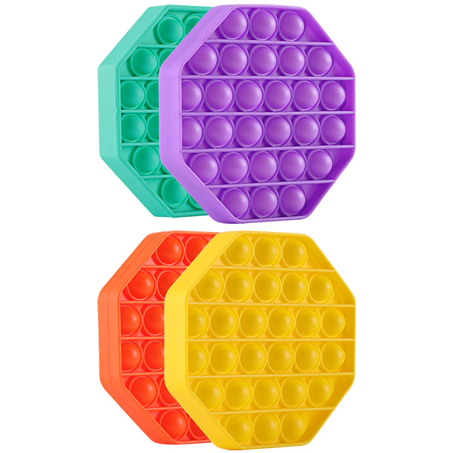 SoulLife 4PCS Push Bubble Fidget Toy, Squeeze Bubble Sensory Toys,Durable Soft Silicone Toy for Stress Reliever Training Logical Thinking,Autism Special Needs Stress Reliever