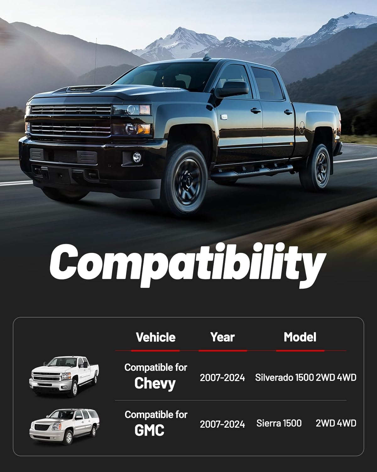 EVIL ENERGY 3" Front and 2" Rear Leveling Kits Compatible with 2007-2024 Chevy Silverado 1500 GMC Sierra 1500 2WD 4WD, 3 inch Front and 2 inch Rear Suspension Forged Strut Spacers Lift Kits Red