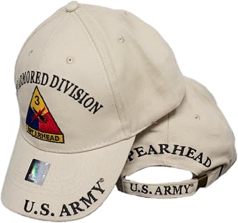 U.S Army 3rd Armored Division Spearhead Licensed Embroidered Cap Hat Beige