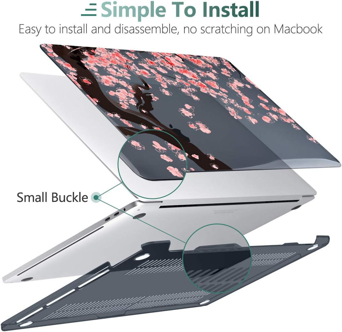 Weekly Top Sale Dongke Case MacBook Pro 13 with Black Keyboard Cover Crystal Hard Sleeve for 13 inch MacBook Pro with/without Touch Bar Model:A1989/A1706/A1708 (2018 2017 & 2016) (Cherry blossoms)