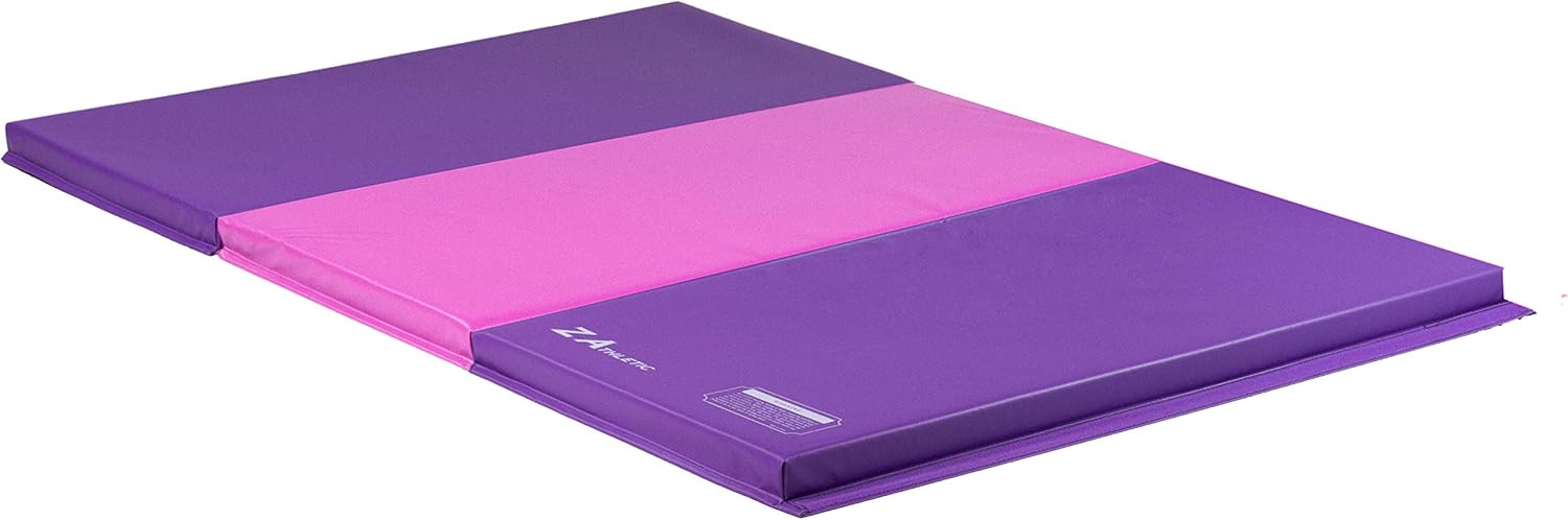 Z ATHLETIC Gymnastics, Tumbling Folding Mats (Pink and Pur, 4ft x 6ft x 2in) : Everything Else