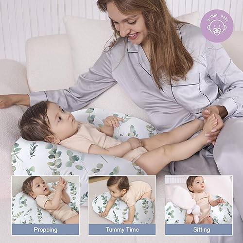 Miniatura 2 de Little Grape Land - Almohada de lactancia mejorada, lactancia materna y biberón durante 0 a 17 meses, funda suave lavable a máquina con relleno
