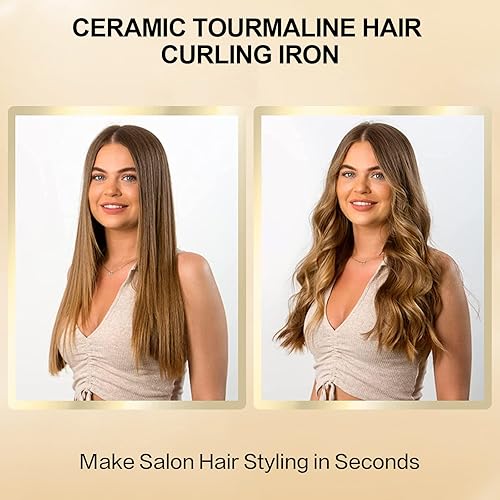 Miniatura 6 de DAN Technology Rizador de pelo de 34 pulgadas, rizador de pelo de cerámica turmalina con pantalla LCD (180 F a 430 F), calentamiento rápido, doble