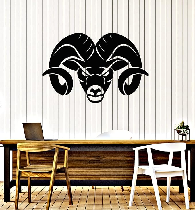Vinyl Wall Decal Aries Head Zodiac Sign Horoscope Symbol Stickers Mural Large Decor (g7458) Black