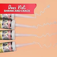 Vista 7 de XFasten Calafateo de silicona blanca de 10.1 onzas (paquete de 4, 40.4 onzas en total) Sellador impermeable 100% silicona impermeable para calafateo