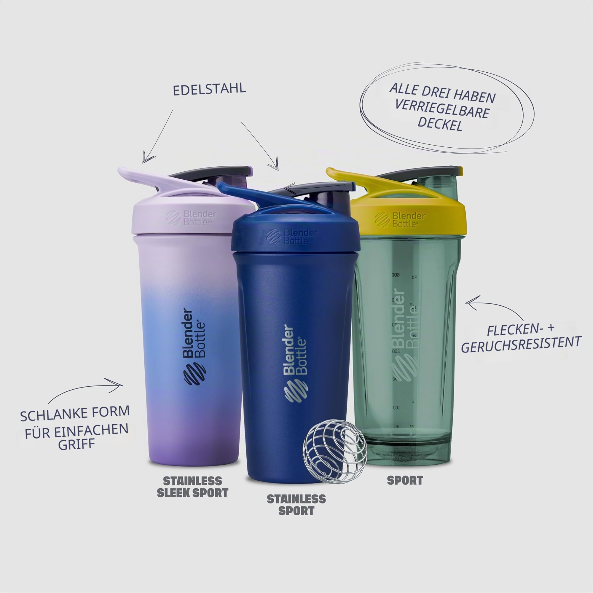 BlenderBottle Strada Shaker Cup Perfekt für Protein-Shakes und Pre Workout, 800 ml, Gelb