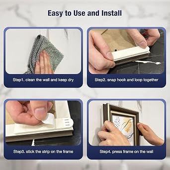 Picture Hanging Strips 20 Pairs, Heavy Duty Refill Hook and Loop, Removable | Large Adhesive Mounting Sticky Hanger Wall Strips, Easy to Use, for Home Decor Poster Frames,No Nails Damage Free