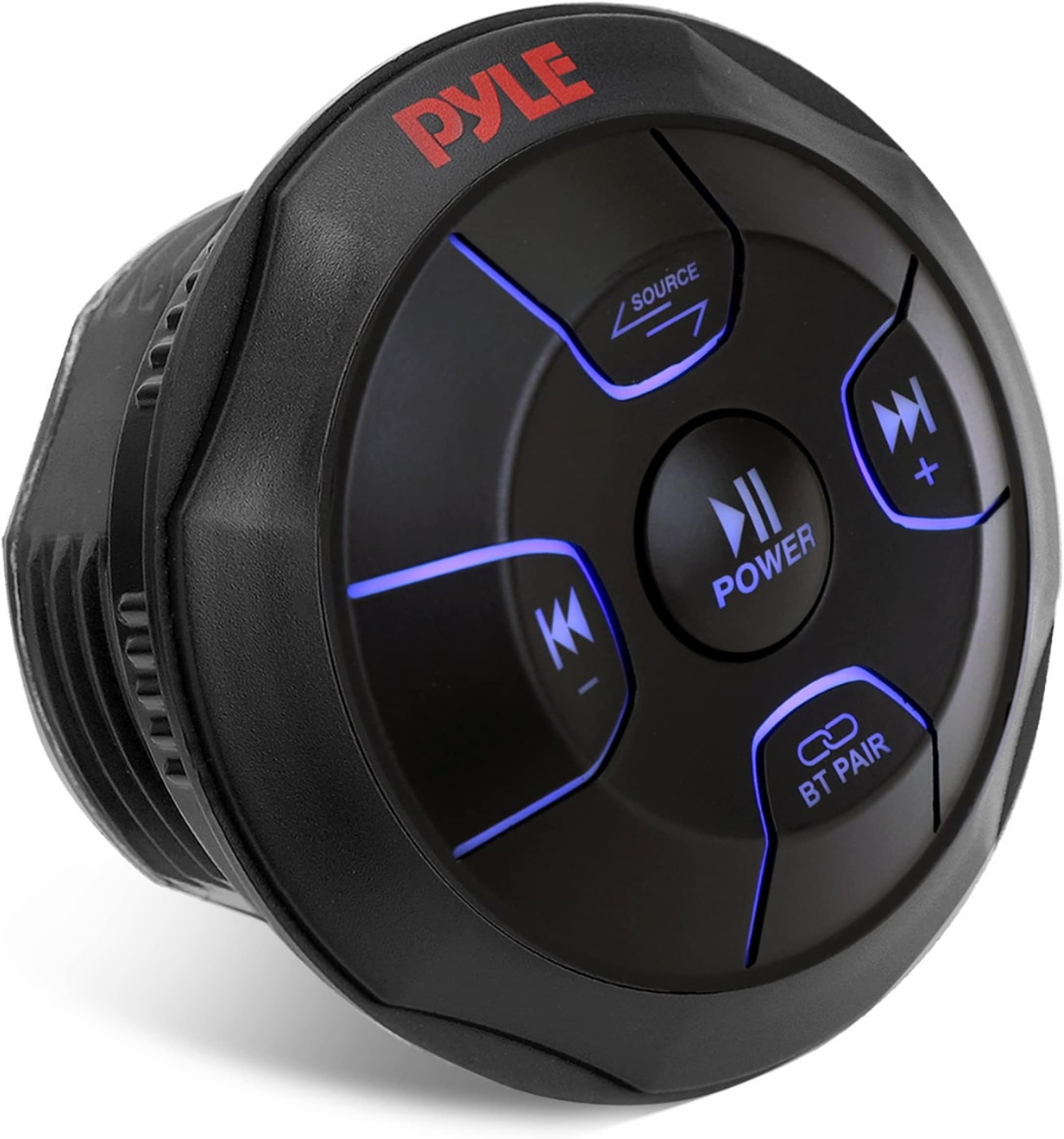 Pyle Car Wireless Bluetooth Audio Controller - Bluetooth Media Button Waterproof Rated Marine Receiver Remote Control w/USB, AUX, Mount for Car Truck Boat Marine PowerSport Vehicles - PLMRBTRD1