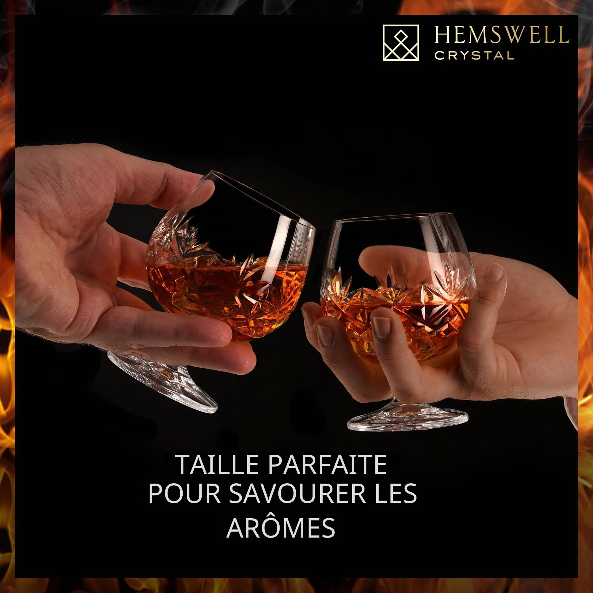 Verres à Brandy 2 pièces 250 ml – Cristal sans plomb, boîte satinée de présentation, design Glenrigg haut de gamme – Idéal Cognac, Brandy & spiritueux