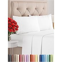 CGK Unlimited 4 Piece Sheet Set - Comfy Breathable & Cooling Sheets - Hotel Luxury Bed Sheets for Women, Men, Kids & Teens - Deep Pockets, Easy-Fit, Soft & Wrinkle Free Sheets - Queen, 01 - White