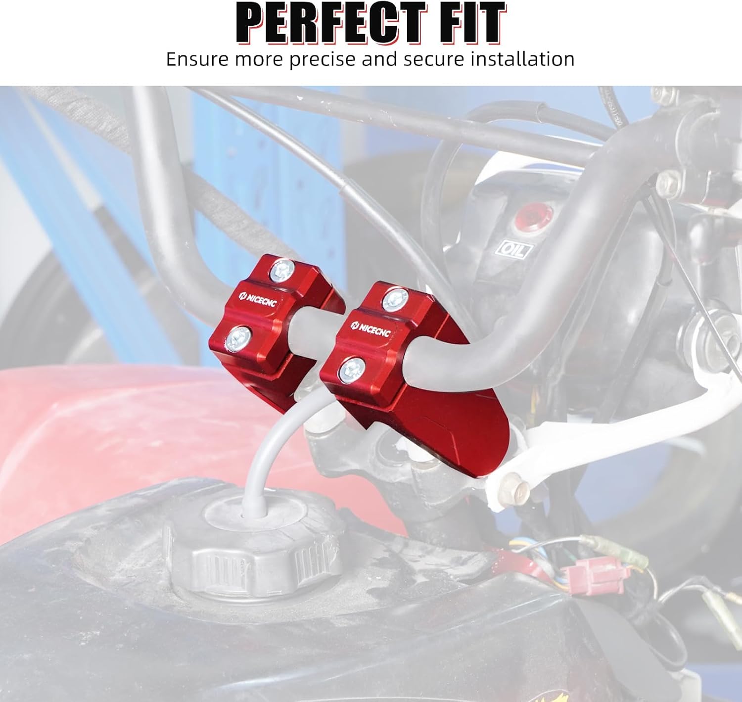 NICECNC Red 2 Inch Handlebar Risers for 7/8" Handlebars