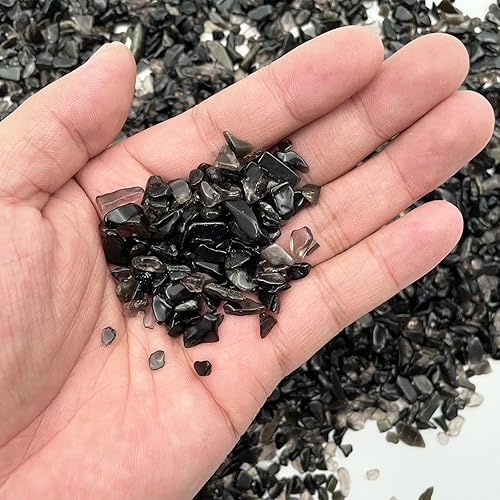 Miniatura 2 de Piedras de virutas rodadas de 14.11 oz0.88 libras, cuarzo de cristal triturado de 0.197-0.394 in, rocas de grava de acuario, obsidiana negra para