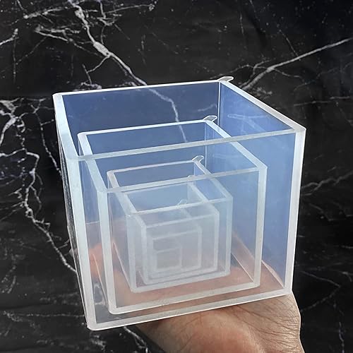 Miniatura 7 de RESINWORLD Moldes grandes de pirámide de silicona transparente para resina + juego de 4, 3, 2, 1.5, 1, 0.5 moldes de cubo de silicona transparente
