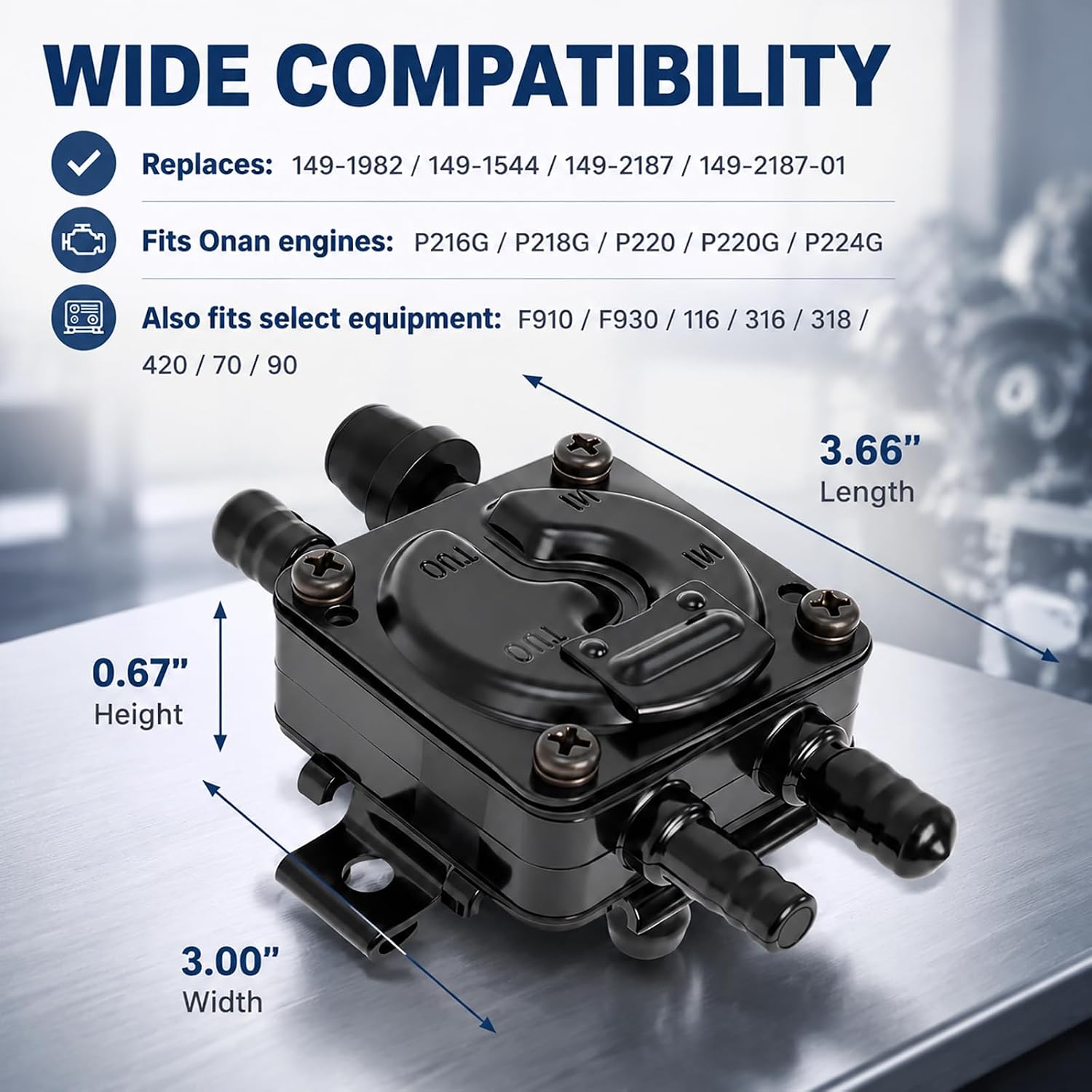 149-2187-01 Vacuum Fuel Pump Compatible with Cummins Onan P216G to P224G photo 3