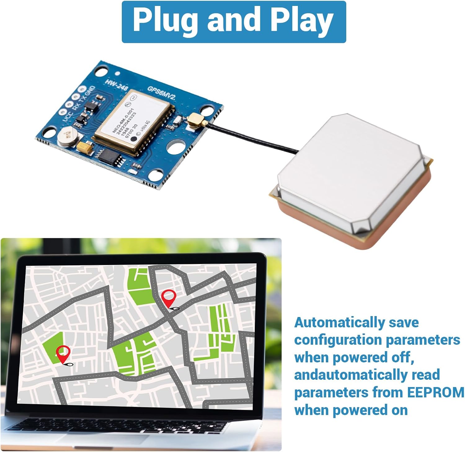 5-Pack GY-NEO6MV2 NEO-6M GPS Flight Controller Module 3V-5V with Super Ceramic Antenna for Arduino EEPROM APM 2.5