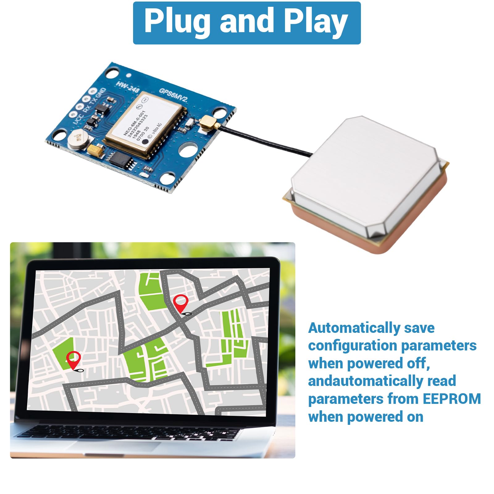 GY-NEO6MV2 NEO-6M Modulo controller di volo GPS 3V-5V con antenna super ceramica per Arduino EEPROM APM 2.5 (confezione da 2)