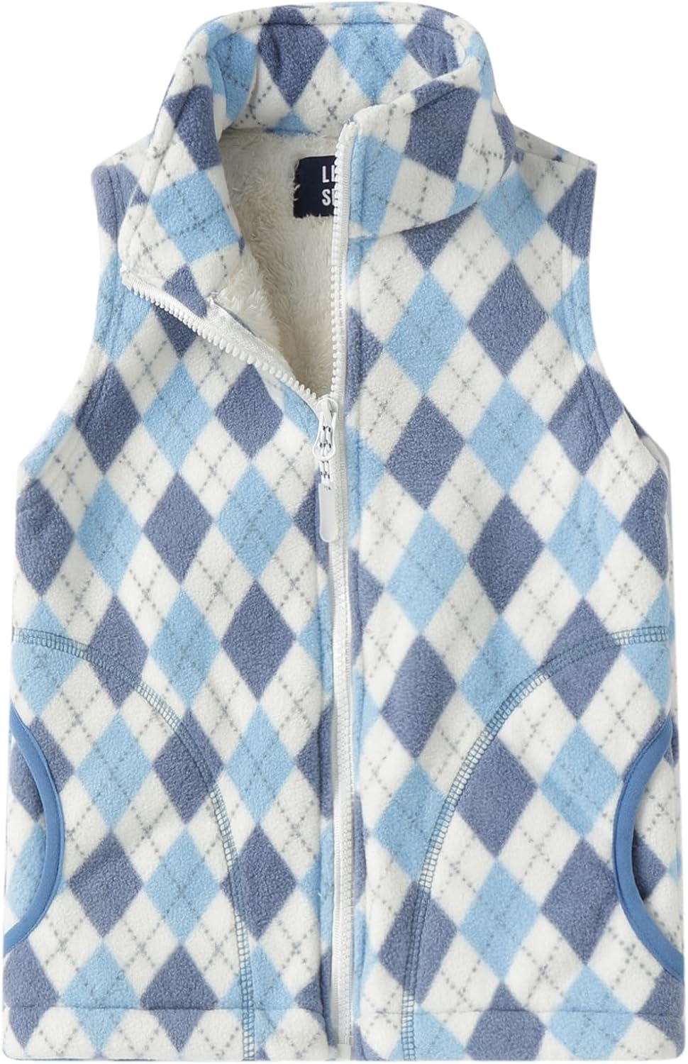 LittleSpring Kids Fleece Vest with Fur Lined Zip Up Warm Thickening Winter Sleeveless Jacket