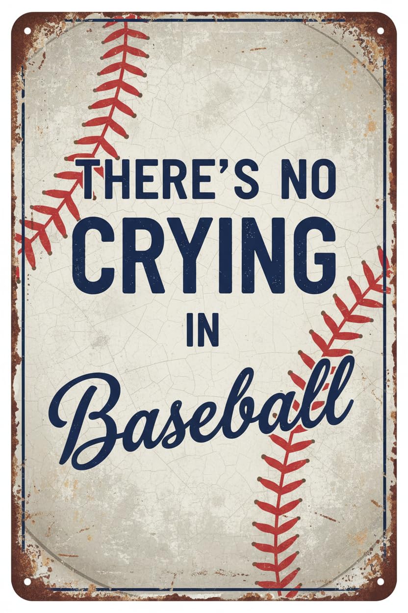 Baseball No Crying In Baseball Tin Sign, 8x12 Inch