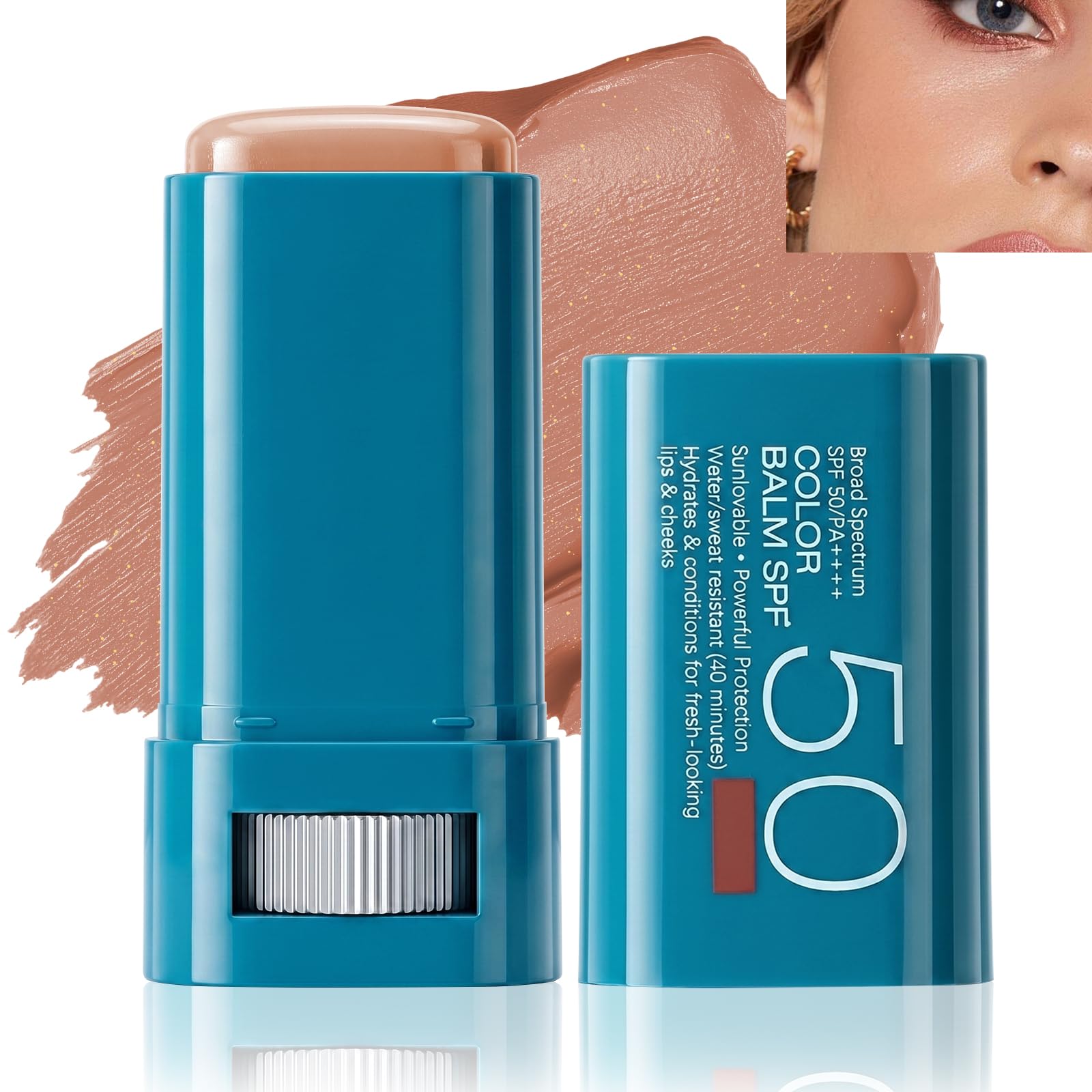 Sunscreen Blush Stick for Cheek & Lip SPF 50 Blendable Cream Color Balm, 02 02# Blush