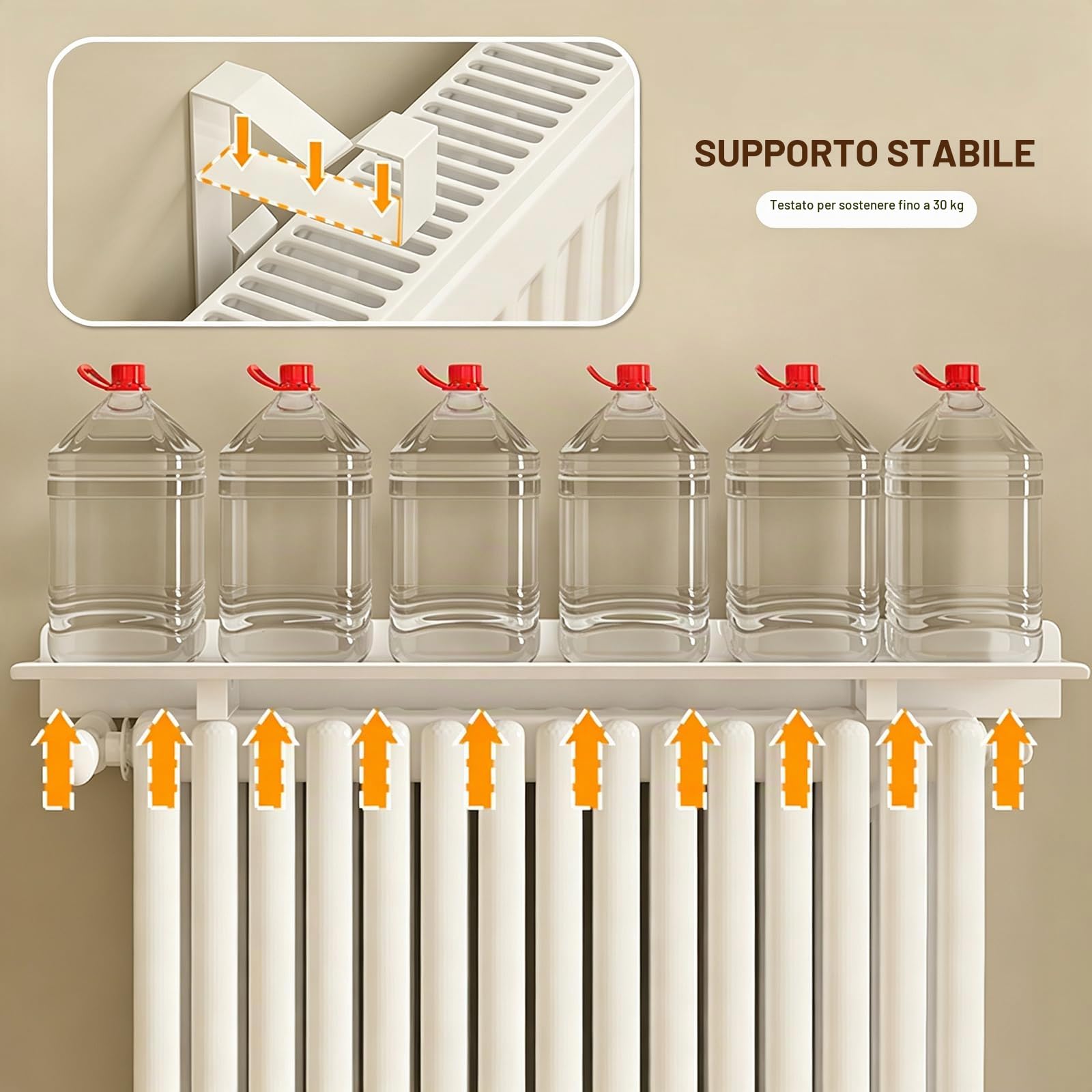 Mensola Termosifone Rimovibile Mensola sopra Termosifone in Alluminio con Supporto in Metallo Mensola per Radiatore Senza Foratura Mensola Copritermosifone per Soggiorno Camera da Letto Corridoio