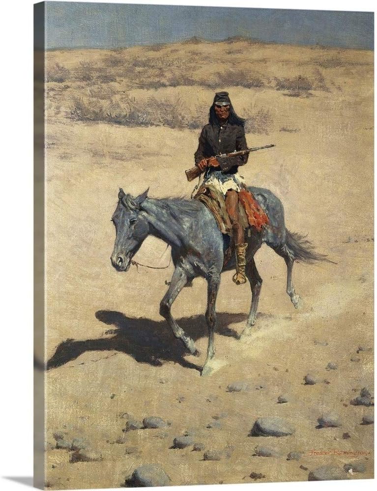CANVAS ON DEMAND Apache Scout Canvas Wall Art Print by Frederic Remington, Classic, Home Decor, Horse, Wildlife Artwork,12" x16in