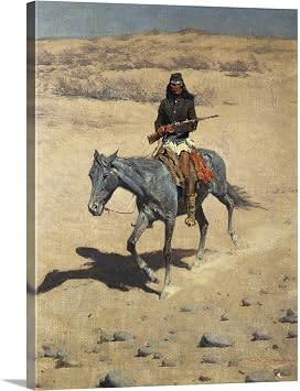 CANVAS ON DEMAND Apache Scout Canvas Wall Art Print by Frederic Remington, Classic, Home Decor, Horse, Wildlife Artwork,18" x24in