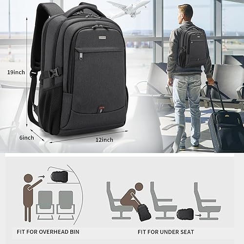 Miniatura 7 de DUSLANG Mochila para portátil de 17 pulgadas para viajes, resistente al agua, mochila universitaria para hombres, bolsa para computadora portátil