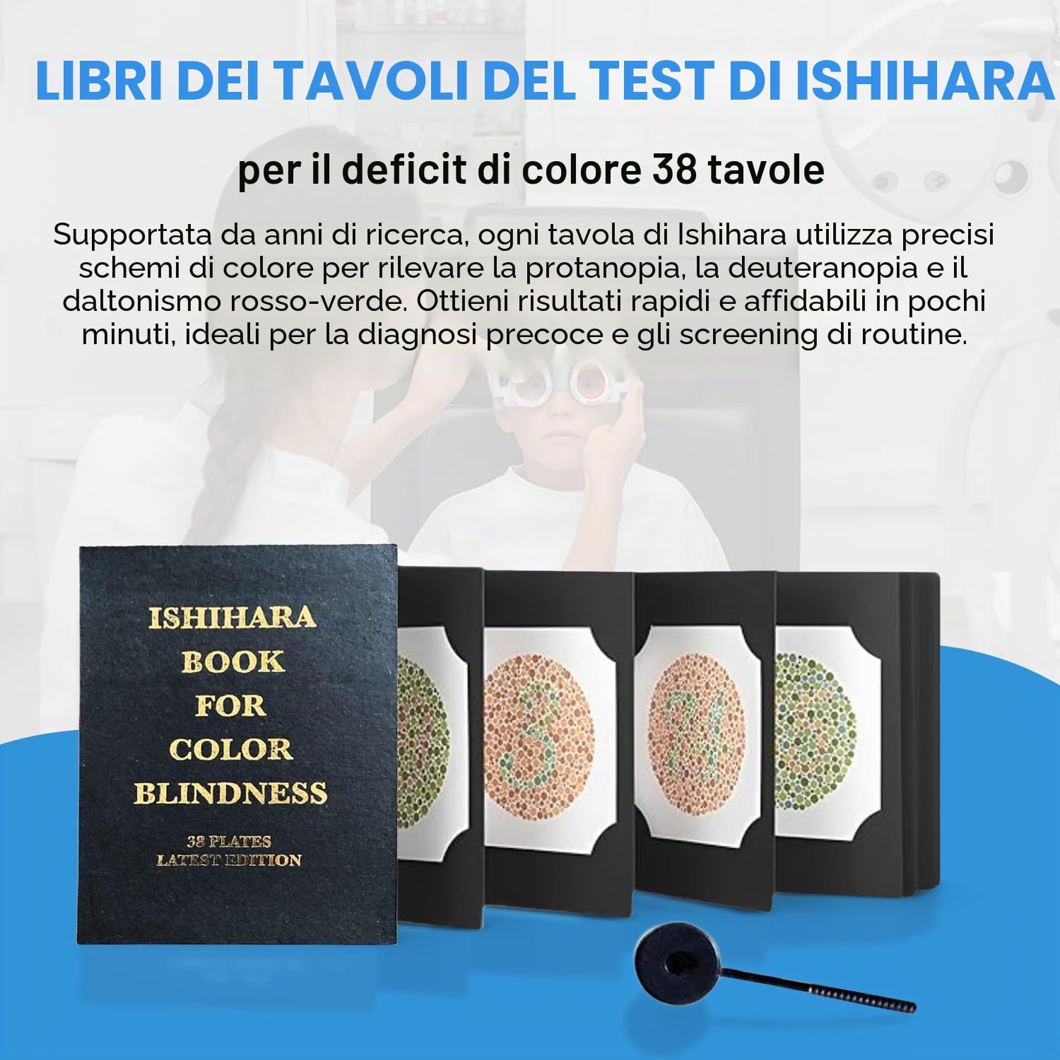 KANEHARA Ishihara Test Chart Books per Deficit di Colore 38 Targhe Ultima Edizione con Manuale Utente e Occluder One Eye