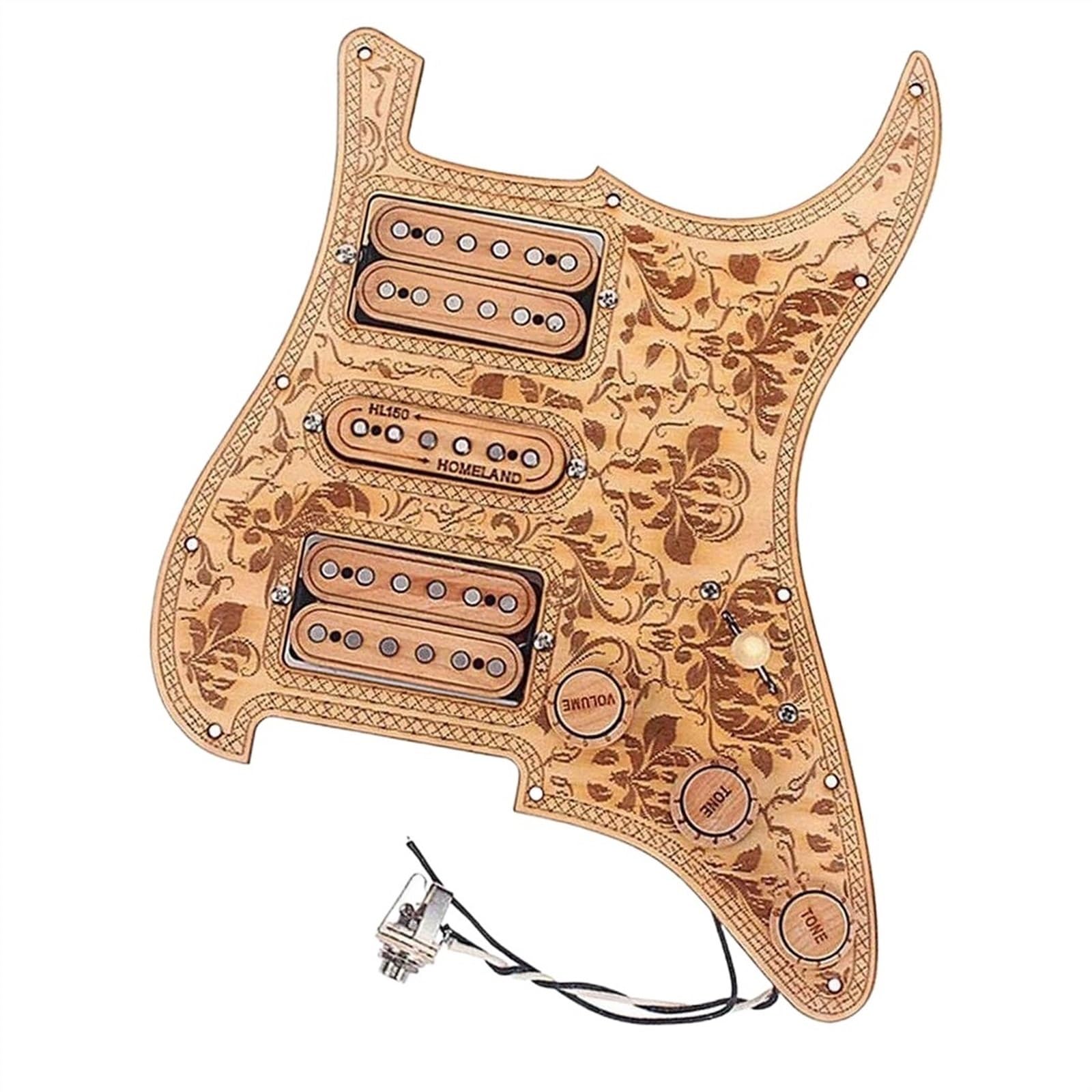 Wstępnie okablowany Pickguard do gitary elektrycznej, 3-warstwowy, klonowy, 11-otworowy HSH