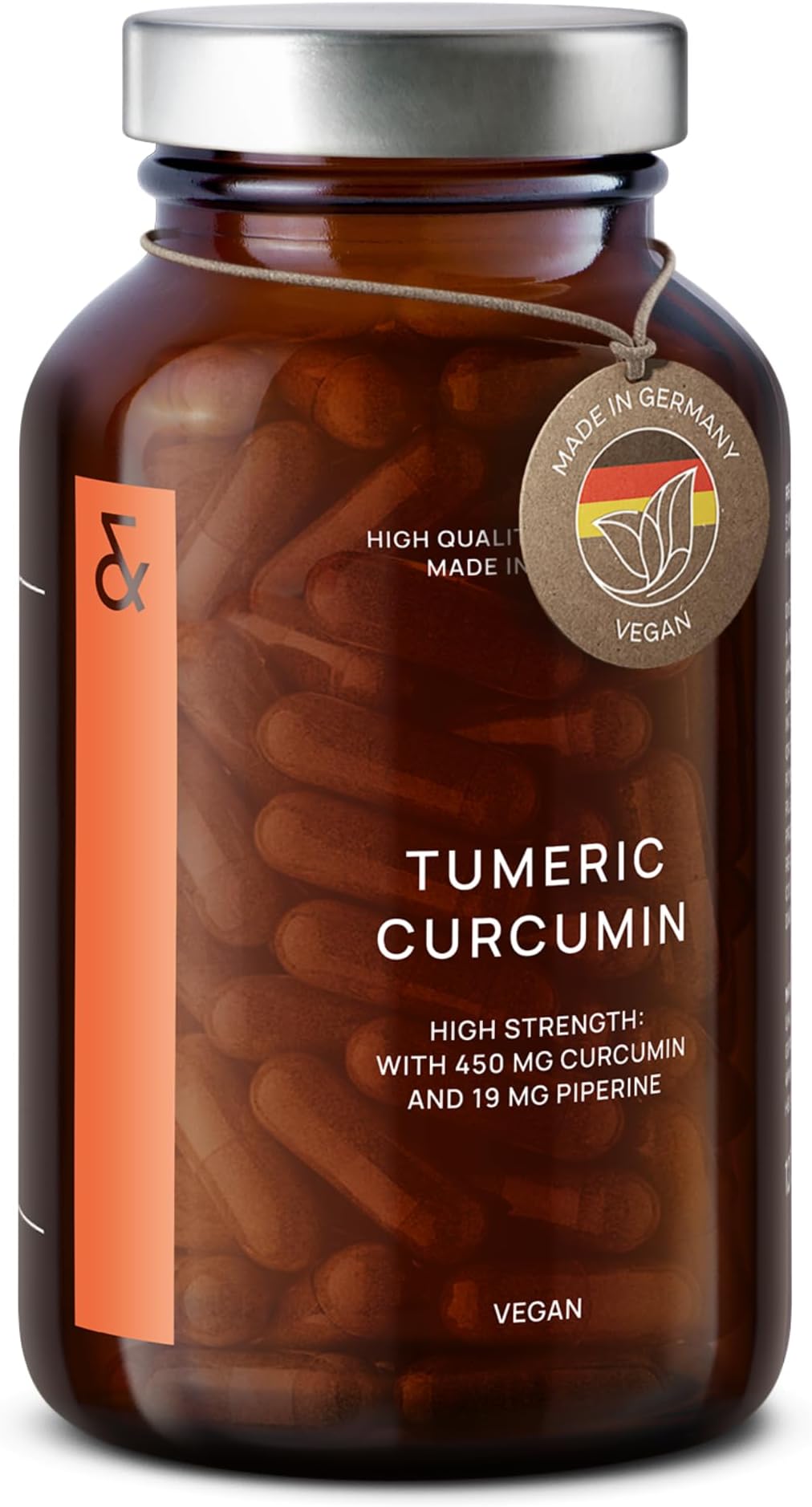 Turmeric Curcumin Capsules High Strength with Black Pepper (120 Capsules) - 95% Curcumin Extract - 450mg Curcuminoids - 15000mg Tumeric Supplements Equivalent per Dose - Vegan