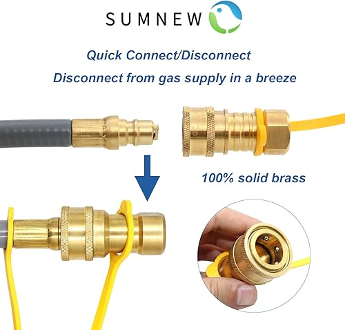 Miniatura 5 de Manguera de gas natural de 24 pies de 12 pulgada con conexión rápida para barbacoa, parrilla, horno de pizza, calentador de patio y más
