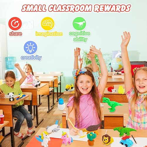 Miniatura 5 de 150 piezas de borradores de animales de escritorio para niños, lindos borradores de rompecabezas, borradores de lápiz para recompensas de aula,