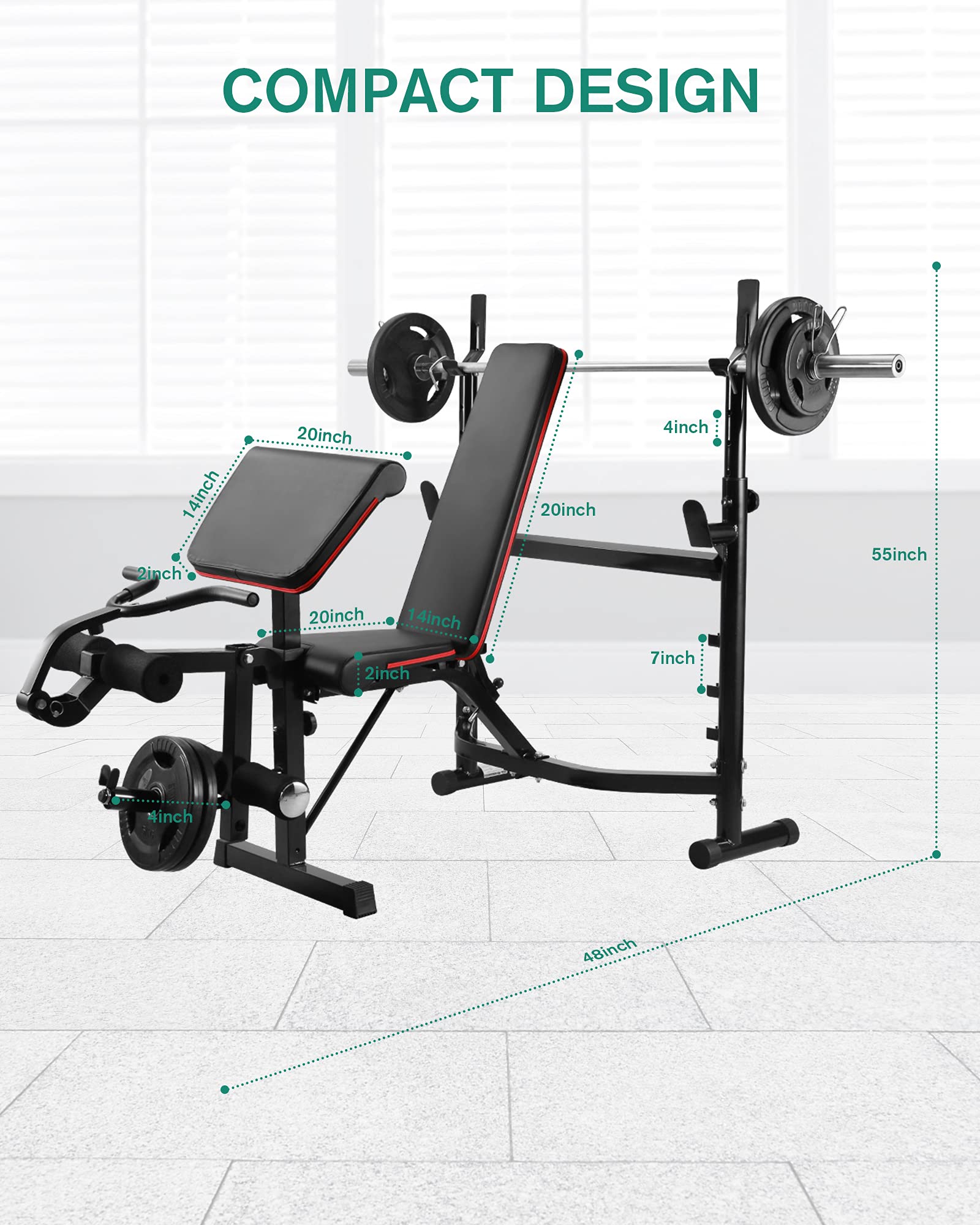 Olympic Weight Bench Adjustable WeightLifting Bed Exercise Bench