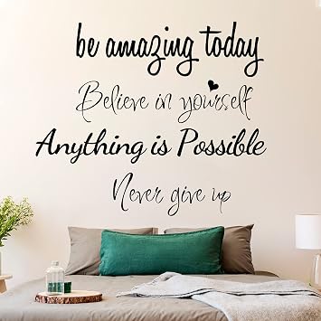 Sinekong Large Inspirational Quote Wall Decals, Removable Positive Saying Lettering Stickers, Motivational Word Decal Peel and Stick for Classroom Home Living Room Bedroom Office DIY Art Decor