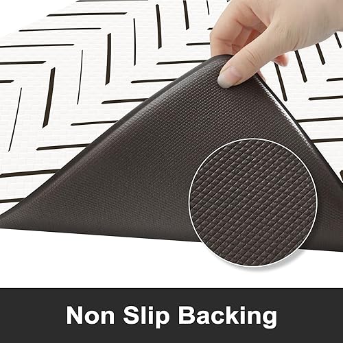 Miniatura 4 de KIMODE Juego de 2 tapetes de cocina antifatiga, tapetes de cocina antideslizantes, acolchados y geométricos para lavandería, oficina, fregadero,