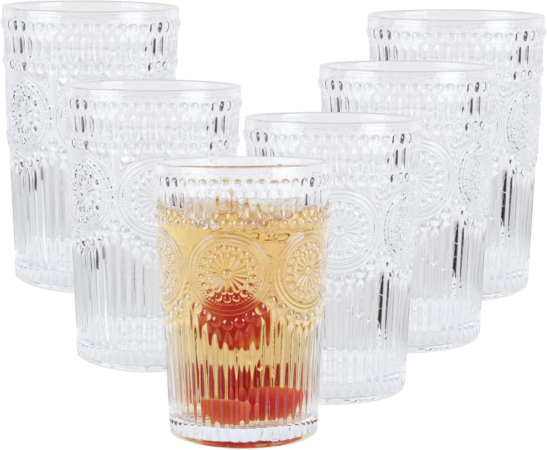 Bormioli Rocco Romantic – Juego De 6 Vasos De Cristal 30,5 Cl – Elegancia Y Toque Romántico Para Tu Mesa – Apto Lavavajillas