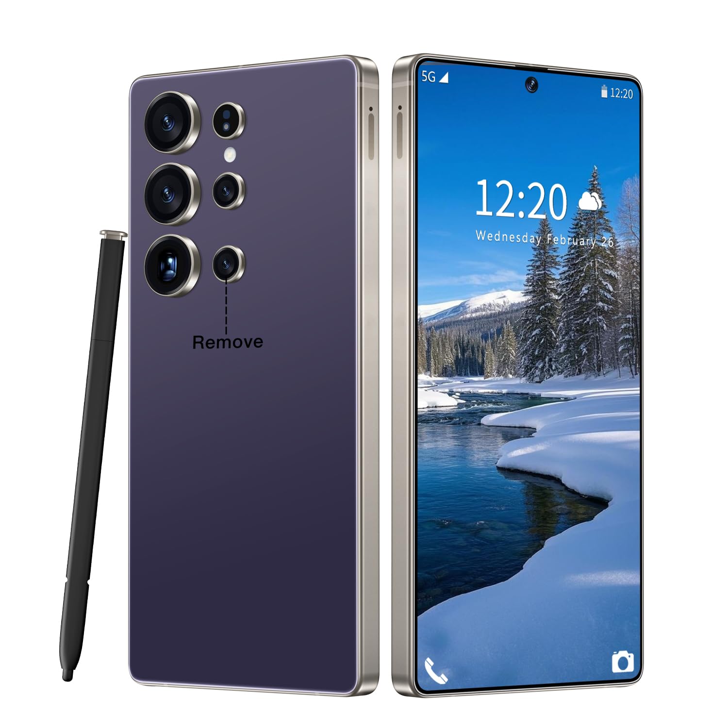 Huness S26 Ultra Unlocked Phone,Built in Pen The Phone,Cell Phone Battery 7000mAh 6.99" HD Screen,Android 15 16+512GB Smartphone,Dual SIM/5G/Face ID/Fingerprint Lock/GPS (Grey, 16+512G) — view 5