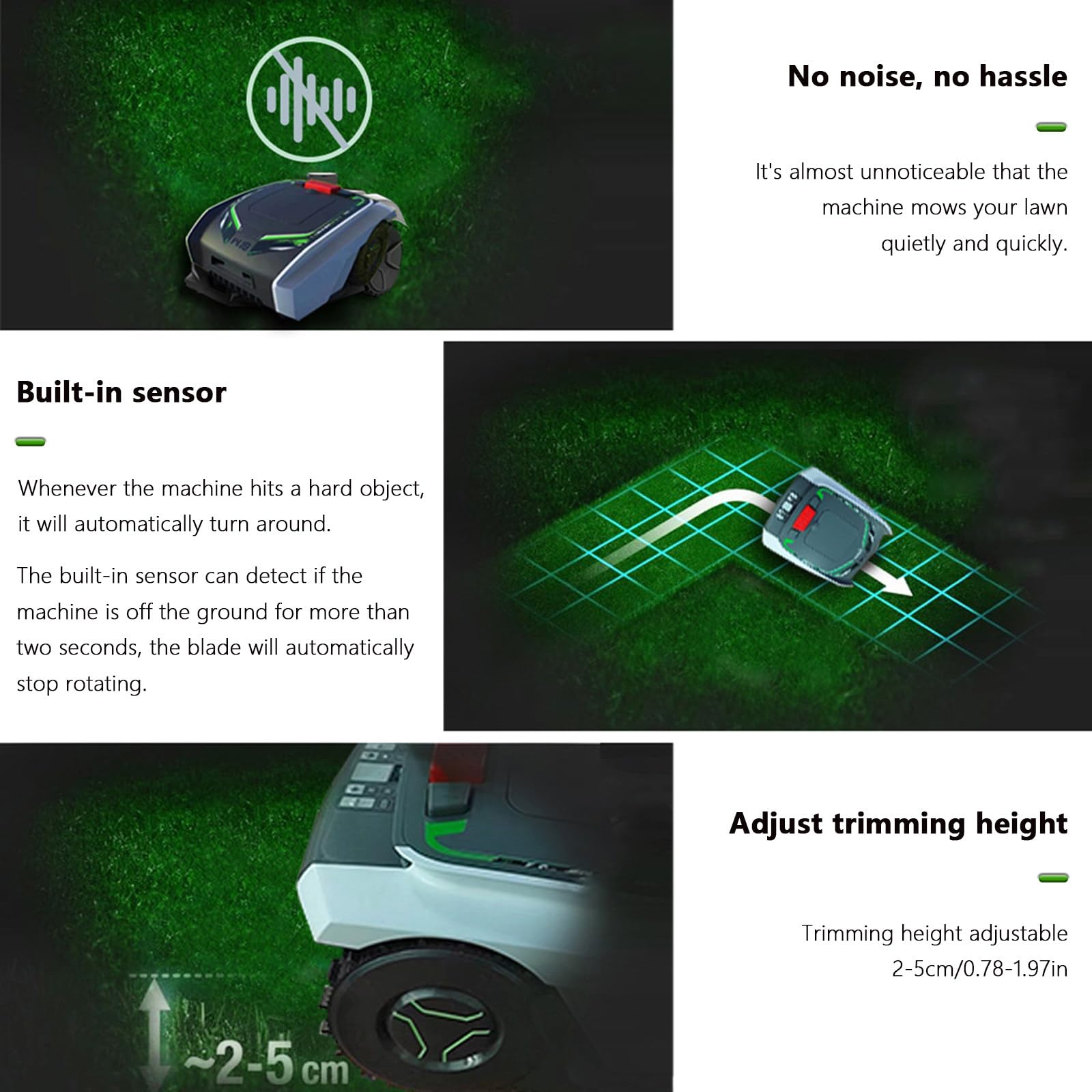 Robot koszący, automatyczna kosiarka z kontrolą aplikacji Bluetooth i planowaniem ścieżki GPS, automatyczne omijanie przeszkód, do trawników o powierzchni do 16 000 stóp kwadratowych