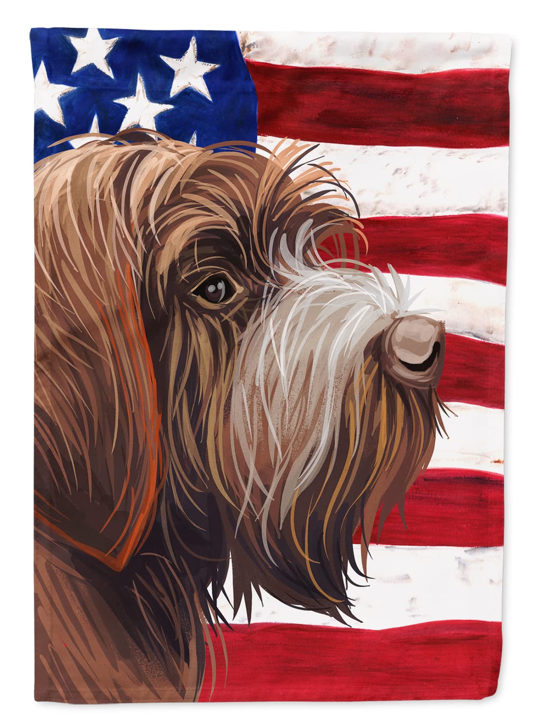 Caroline's Treasures CK6757GF Wirehaired Pointing Griffon American Flag Garden Flag Mailbox Flag Decorative Yard Flag Banner Outside Patio Artwork Yard Flower Beds, Garden Size, Multicolor